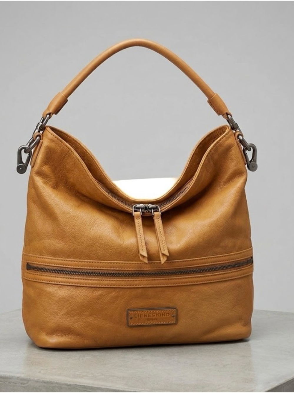 Liebeskind Berlin Fenja Brown Genuine Leather Slouchy Hobo Bag